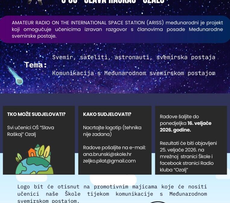 Poziv za izradu logotipa projekta ARISS u OŠ “Slava Raškaj” Ozalj.
